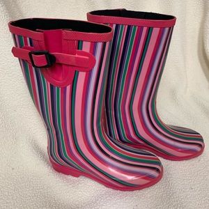 Striped rain boots, Size 7